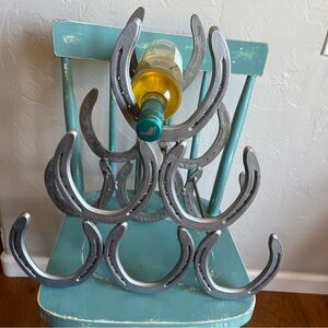 Silver Horseshoe Wine Bottle Rack wine holder western equestrian horse shoe‎